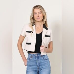 Shiller Short Sleeve Leather Jacket | Central Park West white xs